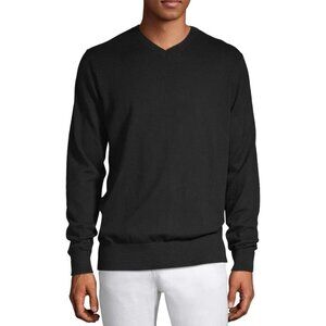 George Sweater Mens Size M 38/40 Black Pullover V-Neck Long Sleeve